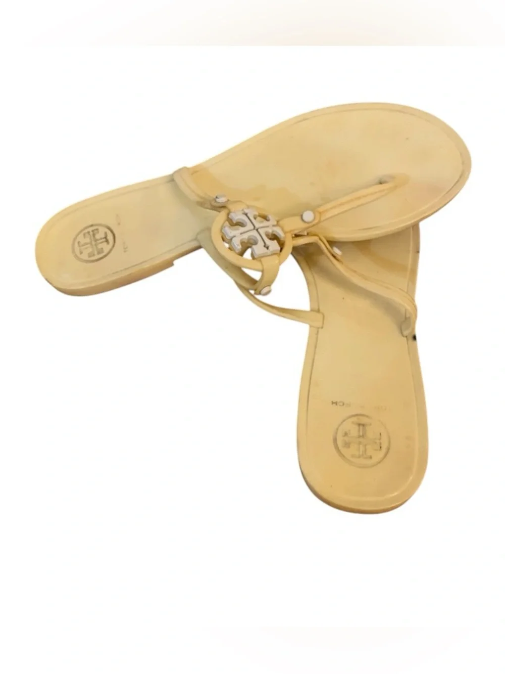 Tory Burch Cream white Mini Logo jelly Miller Sandals Resortwear vacation Costal